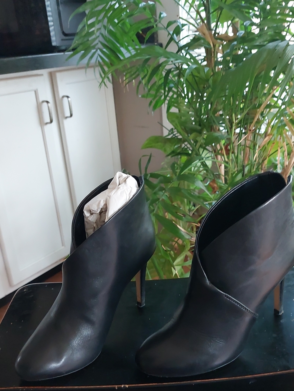 Aldo Black Leather Stiletto Ankle Boots